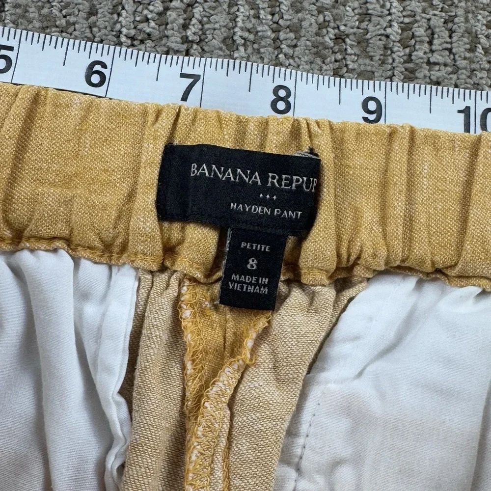 Banana Republic Womens 8P Hayden Pant Pull On Linen Blend Ankle Stretch Yellow